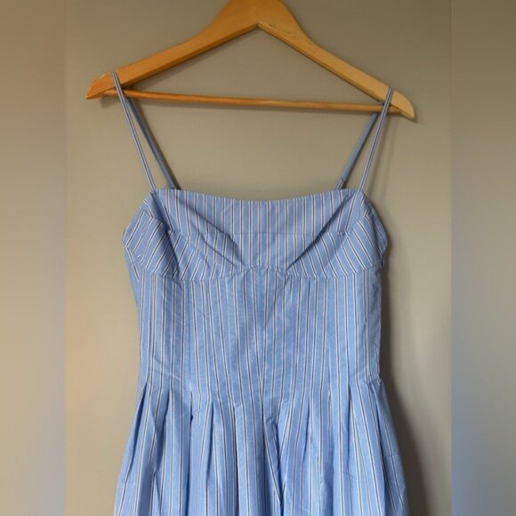NEW SIMKHAI Kittiya Cotton Midi Dress in Harbour Blue Stripe | US 2 UK 6 - Picture 8 of 14
